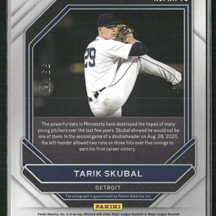 2021 Panini Prizm Tarik Skubal Rookie Autographs Red Donut Circles Prizm #/49