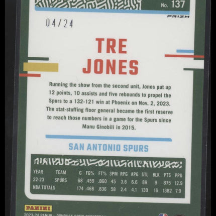 2023-24 Donruss Optic #137 Tre Jones Choice Blue Mojo #/24
