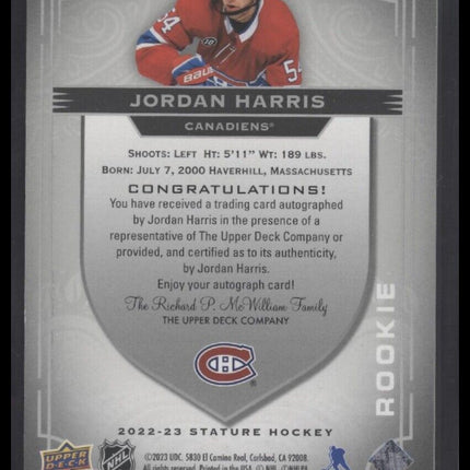 2022-23 Upper Deck Stature #157 Jordan Harris Autographs #/199