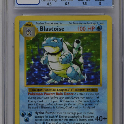 1999 Base Set (Shadowless) #2/102 Blastoise CGC 7.5