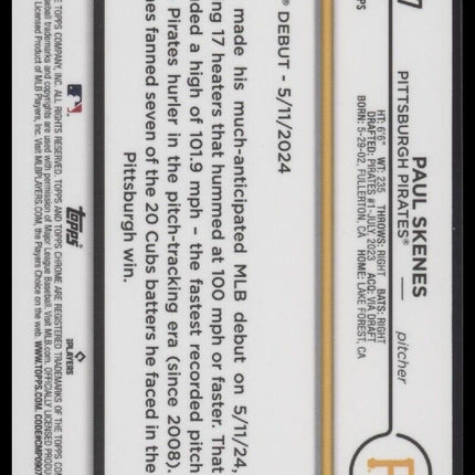 2024 Topps Chrome Update #USC27 Paul Skenes