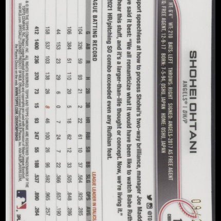 Shohei Ohtani 2022 Topps Chrome Sonic #1 Orange/Black Sonic Pulse Refractor #/25