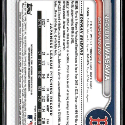 2024 Bowman Chrome Naoyuki Uwasawa Prospects Autographs Purple Refractors #/250
