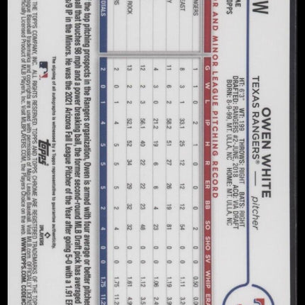2024 Topps Chrome #RA-OW Owen White Rookie Autographs Purple Refractor #/250