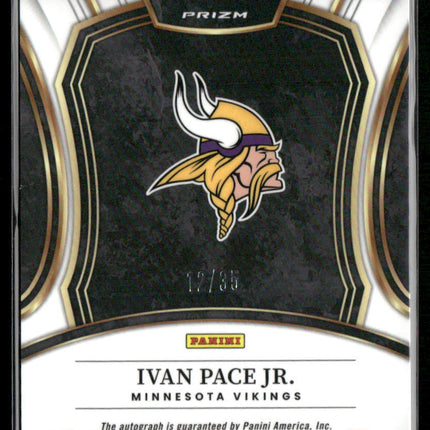 2023 Panini Select #RSI-IPA Ivan Pace Jr. Rookie Signatures White Prizm #/35