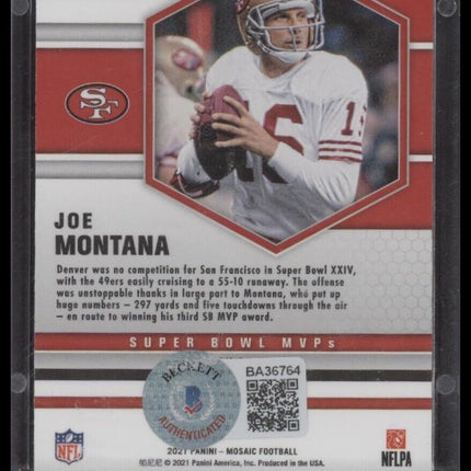 2021 Panini Mosaic #293 Joe Montana Prizm Reactive Blue - Certified Auto