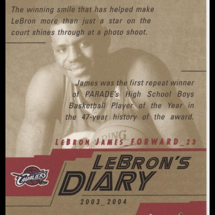 LeBron James 2003-04 Upper Deck #LJ11 LeBron's Diary