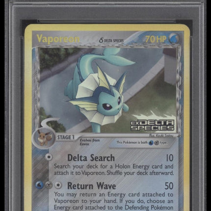 Vaporeon-Rev.Foil 2005 Pokemon Ex Delta Species #18 Delta Species PSA 6
