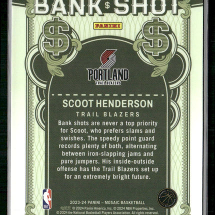 2023-24 Panini Mosaic #18 Scoot Henderson Bank Shot Mosaic Prizm