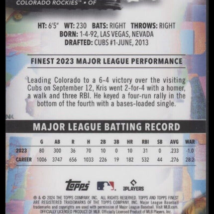 2024 Finest #3 Kris Bryant Purple Checkerboard Refractor #/150