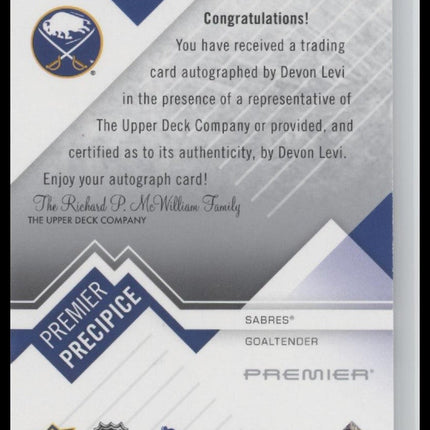 Devon Levi 2023-24 Upper Deck Premier #PPR-DL Premier Precipice Auto Rookies