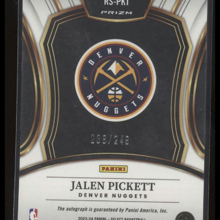 2023-24 Panini Select #RS-PKT Jalen Pickett Rookie Signatures #/249