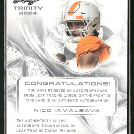 2024 Leaf Trinity Nico Iamaleava Autograph Auto Football Card 38/99