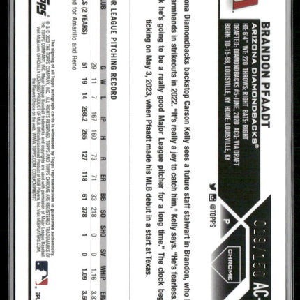 2023 Topps Chrome Update #AC-BP Brandon Pfaadt Autographs Blue #/150