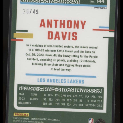 2023-24 Donruss Optic #144 Anthony Davis Fast Break Blue #/49