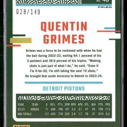 2023-24 Donruss Optic #46 Quentin Grimes Lime Green #/149