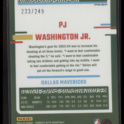 2023-24 Donruss Optic #92 P.J. Washington Jr. Premium #/249