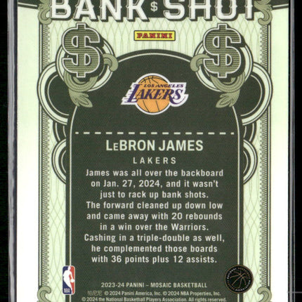 2023-24 Panini Mosaic #13 LeBron James Bank Shot Mosaic Prizm