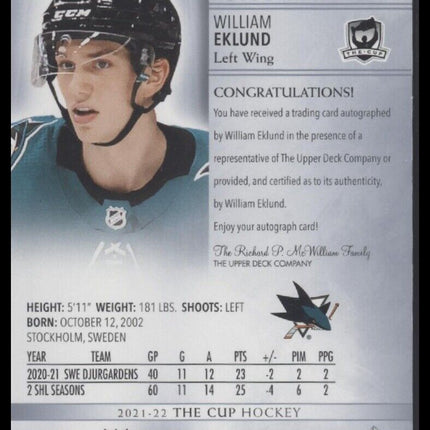 2021-22 Upper Deck The Cup #160 William Eklund #/249