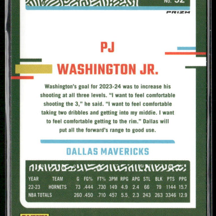 2023-24 Donruss Optic #92 P.J. Washington Jr. Choice Red and Green