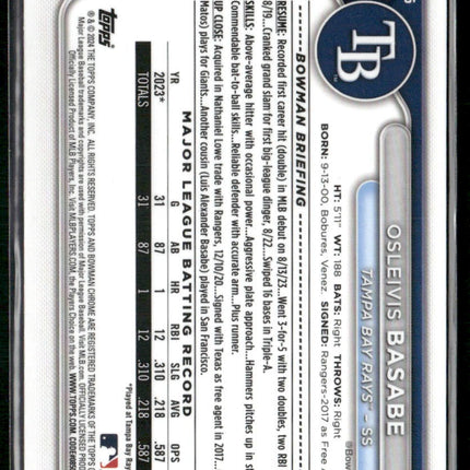 2024 Bowman Chrome #76 Osleivis Basabe Wave Refractors #/100