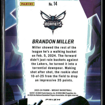 2023-24 Panini Mosaic #14 Brandon Miller Storm Chasers