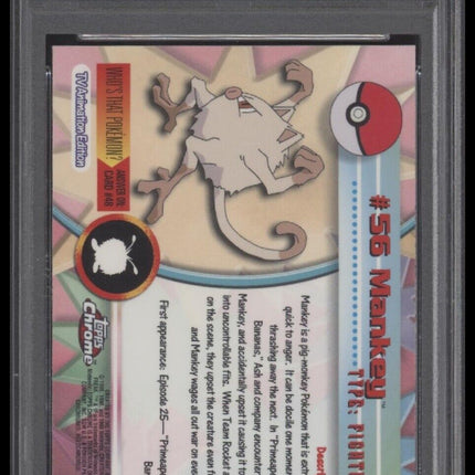 2000 Topps Chrome Pokemon T.V. #56 Mankey Pokemon T.V. PSA 8