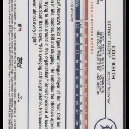 2024 Topps Chrome #2 Colt Keith Aqua Refractors #/199