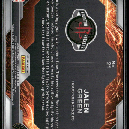 2023-24 Panini Prizm #21 Jalen Green Fireworks Prizms Fast Break