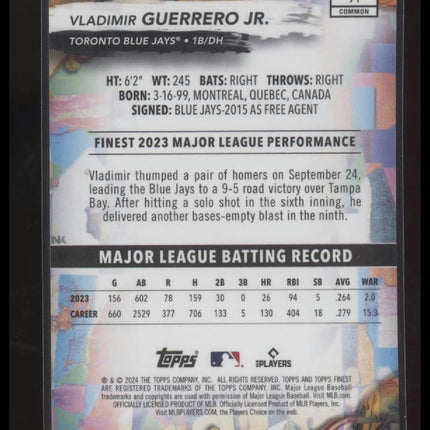 2024 Finest #71 Vladimir Guerrero Jr. Sky Blue Refractors #/325