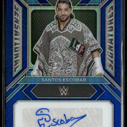 2024 Panini Prizm WWE #SS-SES Santos Escobar Sensational Signatures Blue #/49