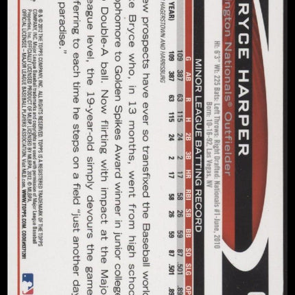 Bryce Harper 2012 Topps #661 Factory Set Bonus: Rookie Variations