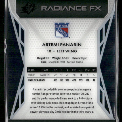 2021-22 SPx #RFX-17 Artemi Panarin Radiance F/X Gold #/50