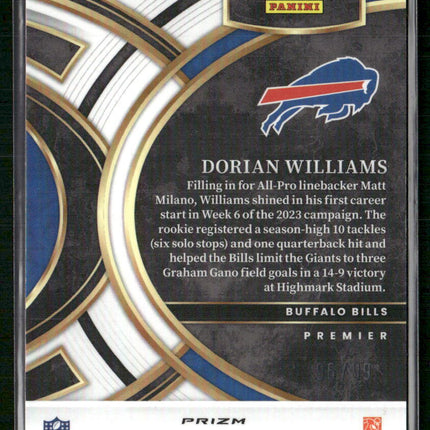 2023 Panini Select #110 Dorian Williams Light Blue Prizms #/99