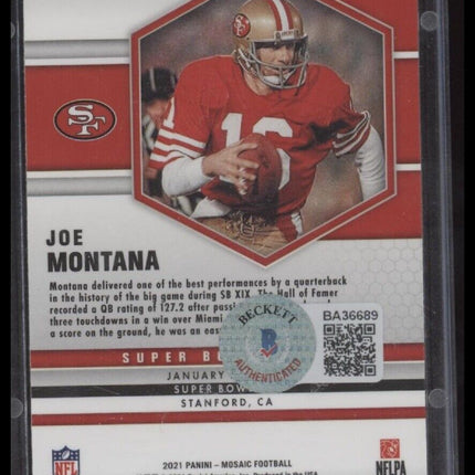 2021 Panini Mosaic #292 Joe Montana Prizm - Certified Auto