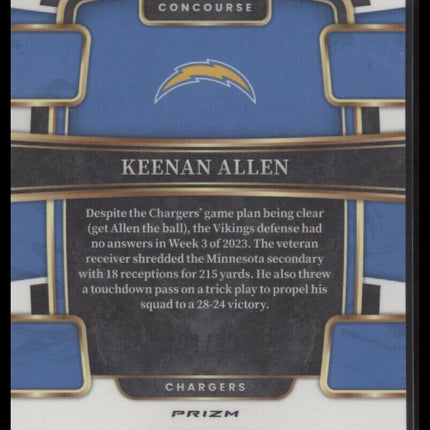 2023 Panini Select #51 Keenan Allen Tri-Color Prizms #/259