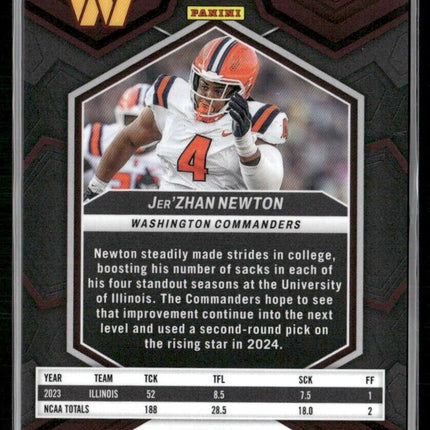 Jer'Zhan Newton White Auto RC 2024 Panini Mosaic Football