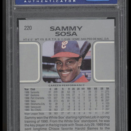 1990 Leaf #220 Sammy Sosa PSA 8