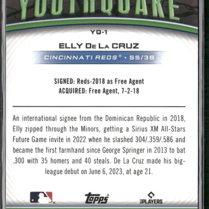 2024 Topps Chrome #YQ-1 Elly De La Cruz Youthquake Green Refractors #/99