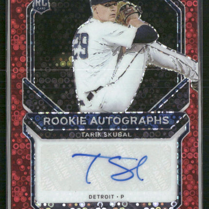 2021 Panini Prizm Tarik Skubal Rookie Autographs Red Donut Circles Prizm #/49