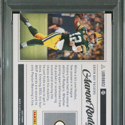 2023 Panini Luminance Vestige #6 Aaron Rodgers Vestige-Green PSA 10
