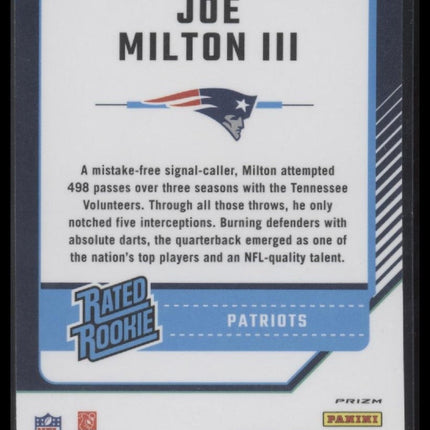 Joe Milton III 2024 Donruss Optic #255 Blue Hyper