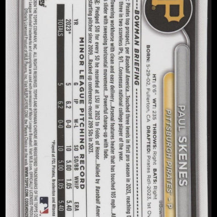 Paul Skenes 2024 Bowman Chrome #31 Mojo Refractors