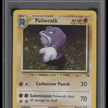 Poliwrath-Holo 2001 Pokemon Neo Discovery #9 PSA 8