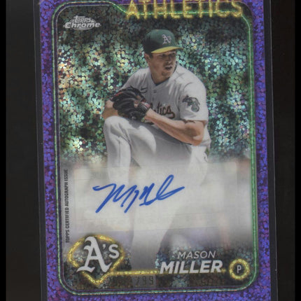 2024 Topps Chrome Update Mason Miller Autographs Purple Speckle Refractors #/299