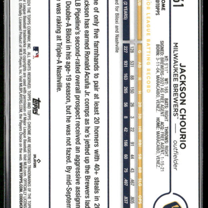 2024 Topps Chrome #161 Jackson Chourio