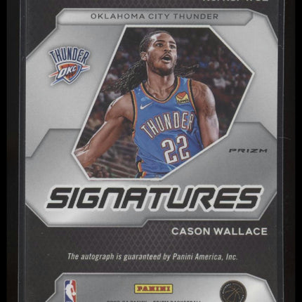2023-24 Panini Prizm #RSI-WCE Cason Wallace Rookie Signatures Prizms Blue Wave