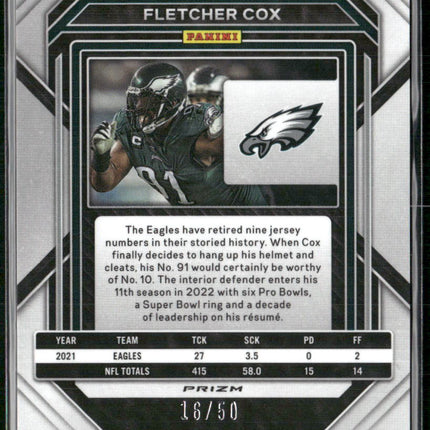 2022 Panini Prizm #241 Fletcher Cox No Huddle Red #/50