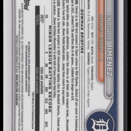 2024 Bowman Chrome Enrique Jimenez Prospects Autographs Green Refractors #/99