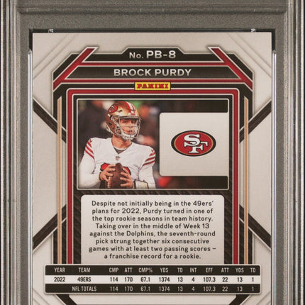 Brock Purdy 2022 Panini Chronicles Prizm Black #PB8 PSA 10